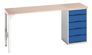 Verso 2000x600x930 Pedastal Bench Cabinet Multiplex Verso Pedastal Benches with Drawer / Cupboard Unit 16/16921950.11 Verso 2000x600x930 Ped Ben Cab Mplx.jpg